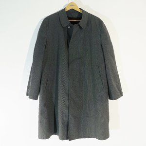 Vintage KORATRON Alligator Mens 44R Gray Plaid Top Coat Overcoat Removable Liner